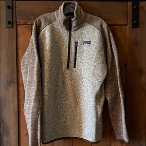 Patagonia Two-Tone Zip Up Sweater in Tan and Brown
